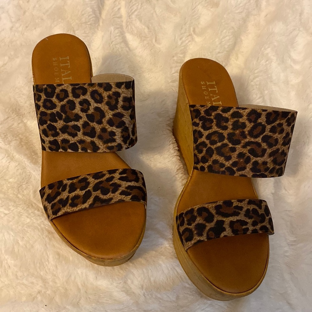Leopard Print Wedge Slide